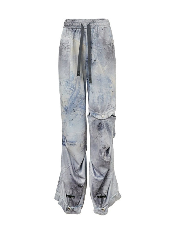 Graffiti Print Parka & Camisole Set & Cutout Pants & Slit Skirt