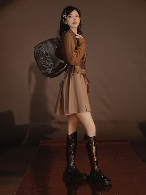 Different Material Switching Dress