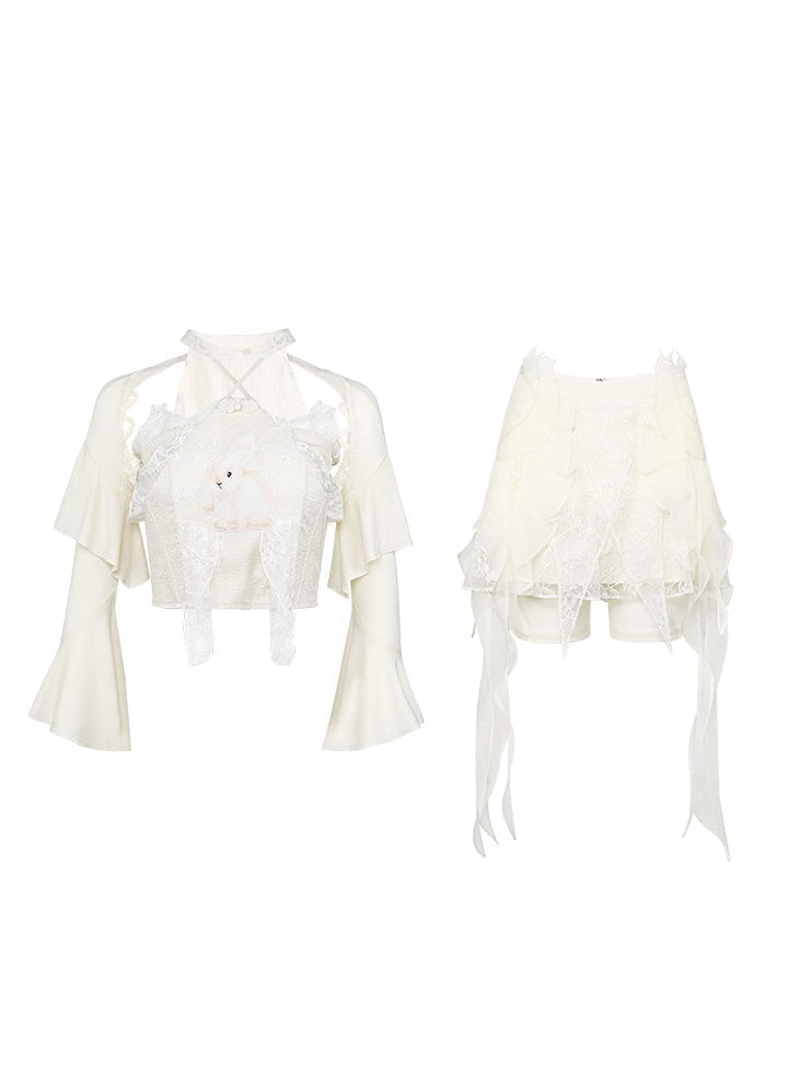 Chinese Style Two-piece Top & Jacquard Skirt