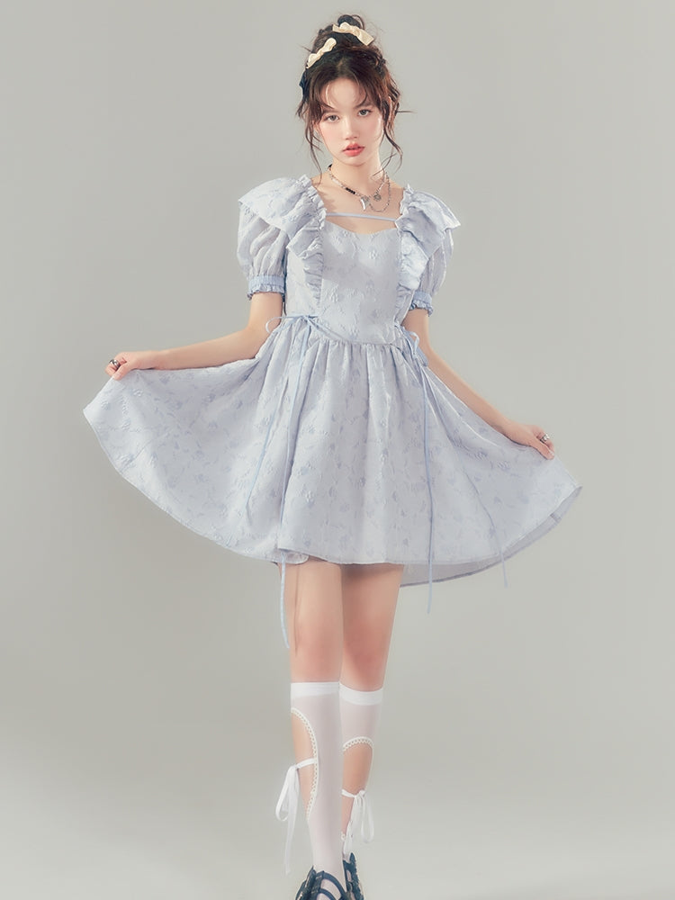 Embroidery Frill Girly Retro One-piece