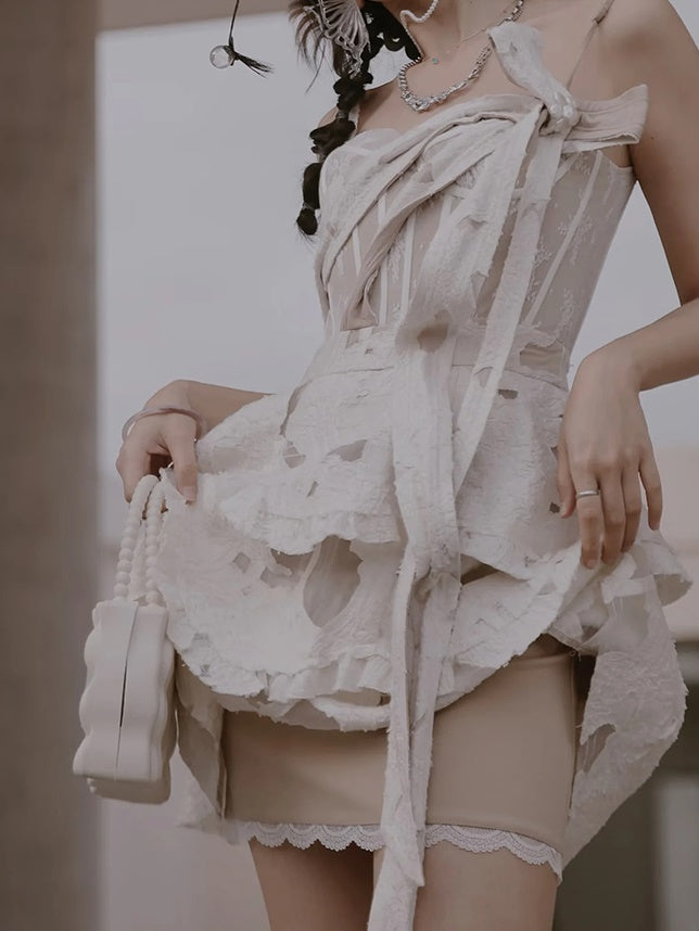 Butterfly Jacquard Dress & Short Cardigan