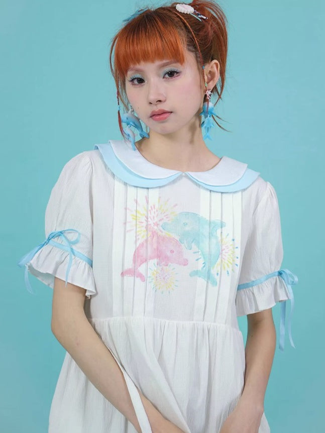 Doll Collar Print One-piece