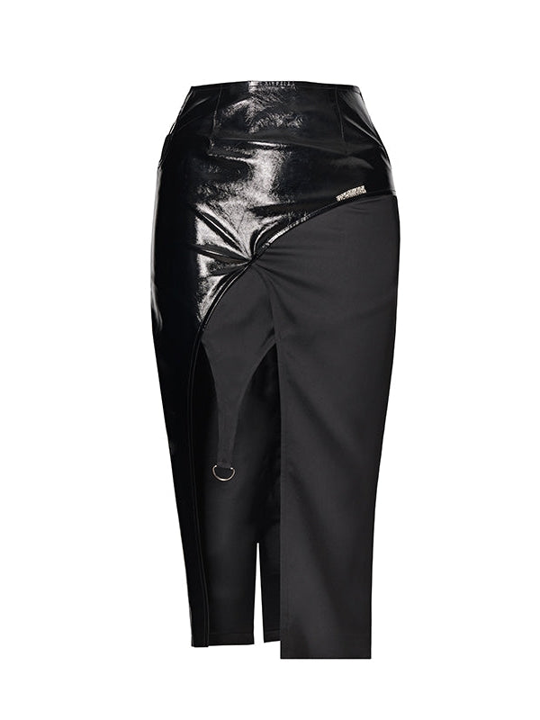 Patchwork Leather Skirt