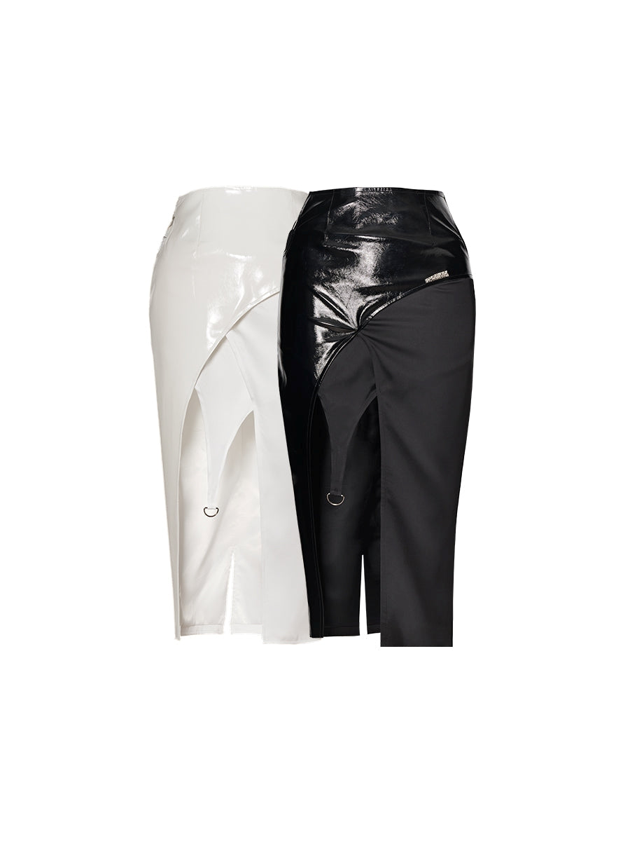 Patchwork Leather Skirt