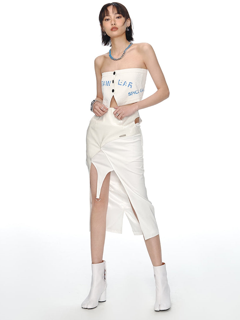 Patchwork Leather Skirt