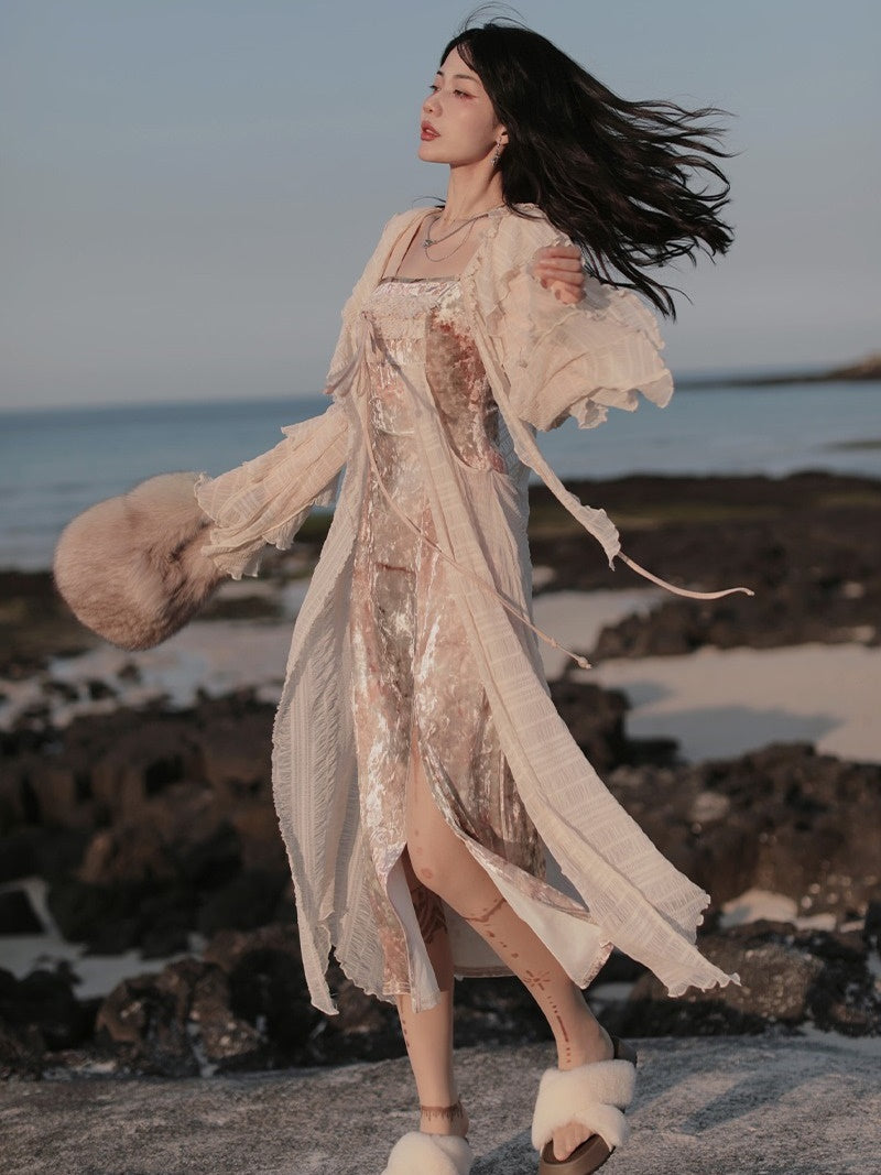 Fake 2Piece Fairy Velvet Dress
