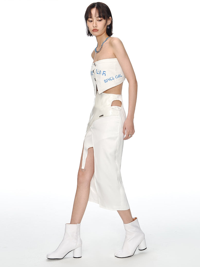 Patchwork Leather Skirt