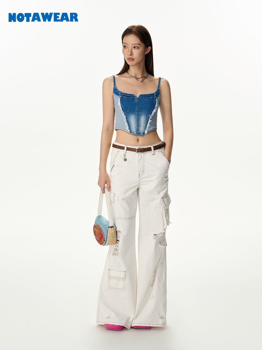 Denim Tassel Cropped Summer Camisole