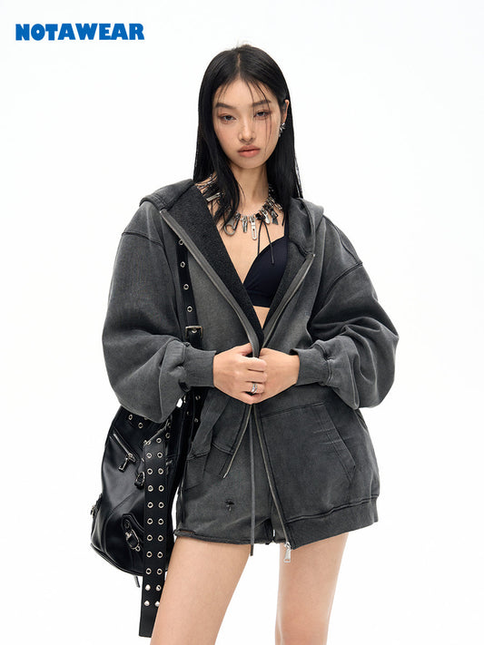 Faded Big-Silhouette Hoodie Oversize Parka