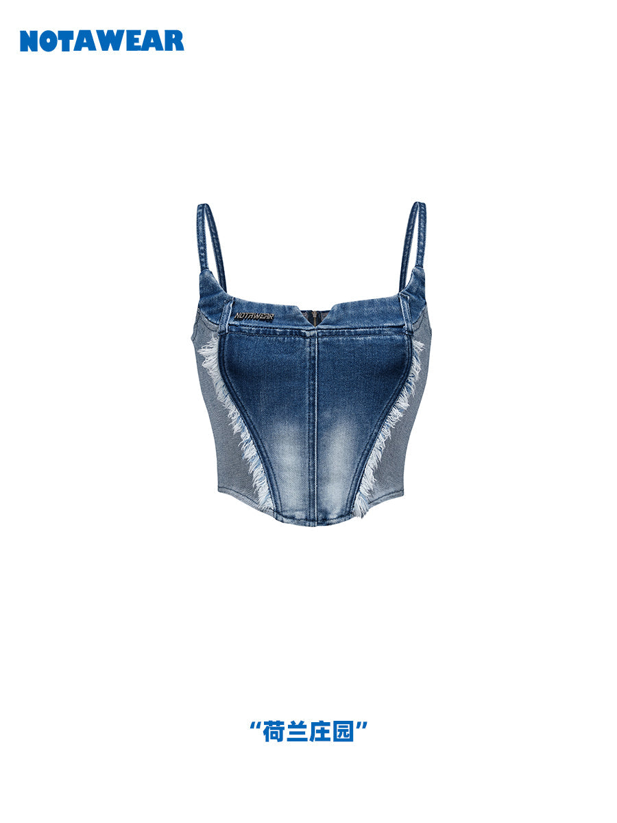 Denim Tassel Cropped Summer Camisole