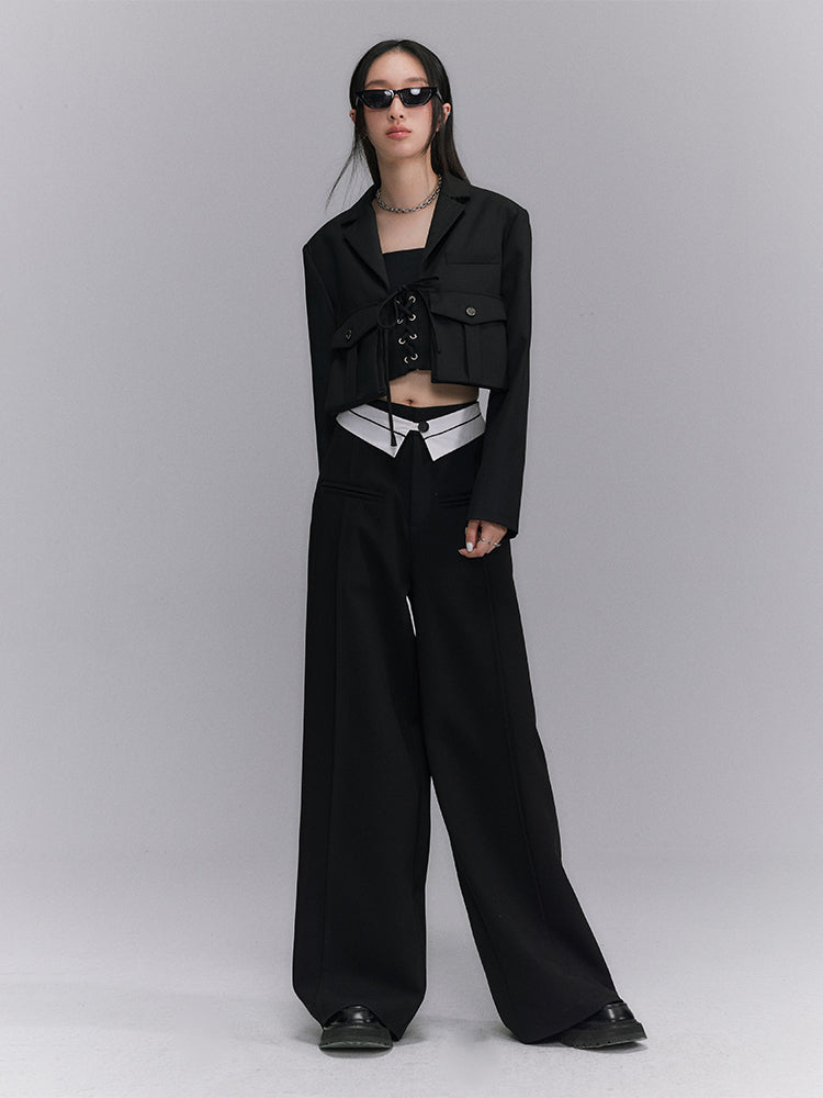 Wide-leg Nichi Contrast Loose Pants