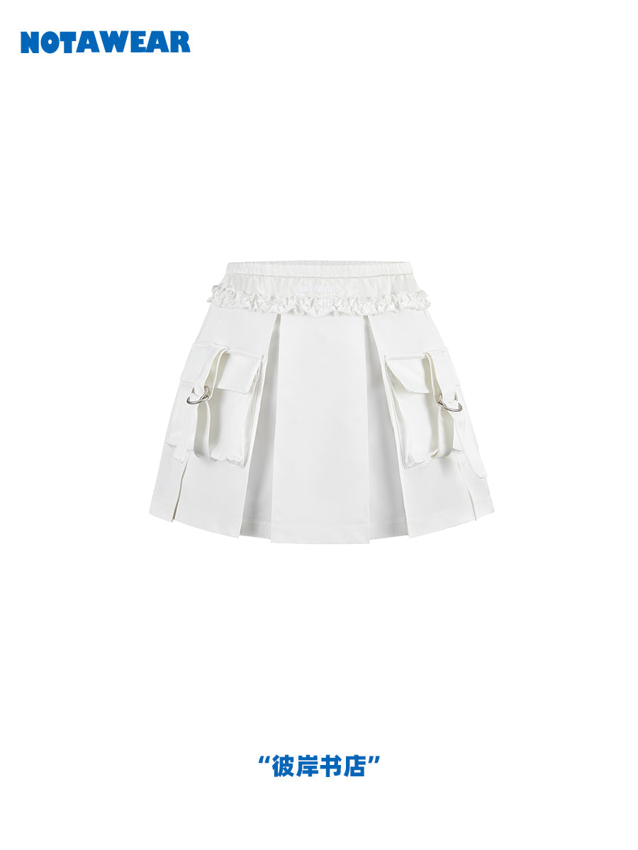 Frill Pleats Pocket Mini-Skirt