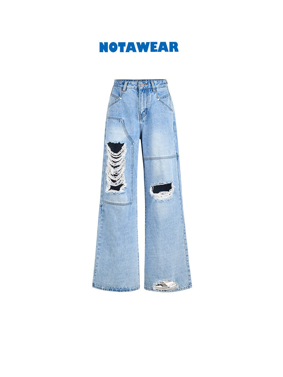 Damage Wide Denim Pants 