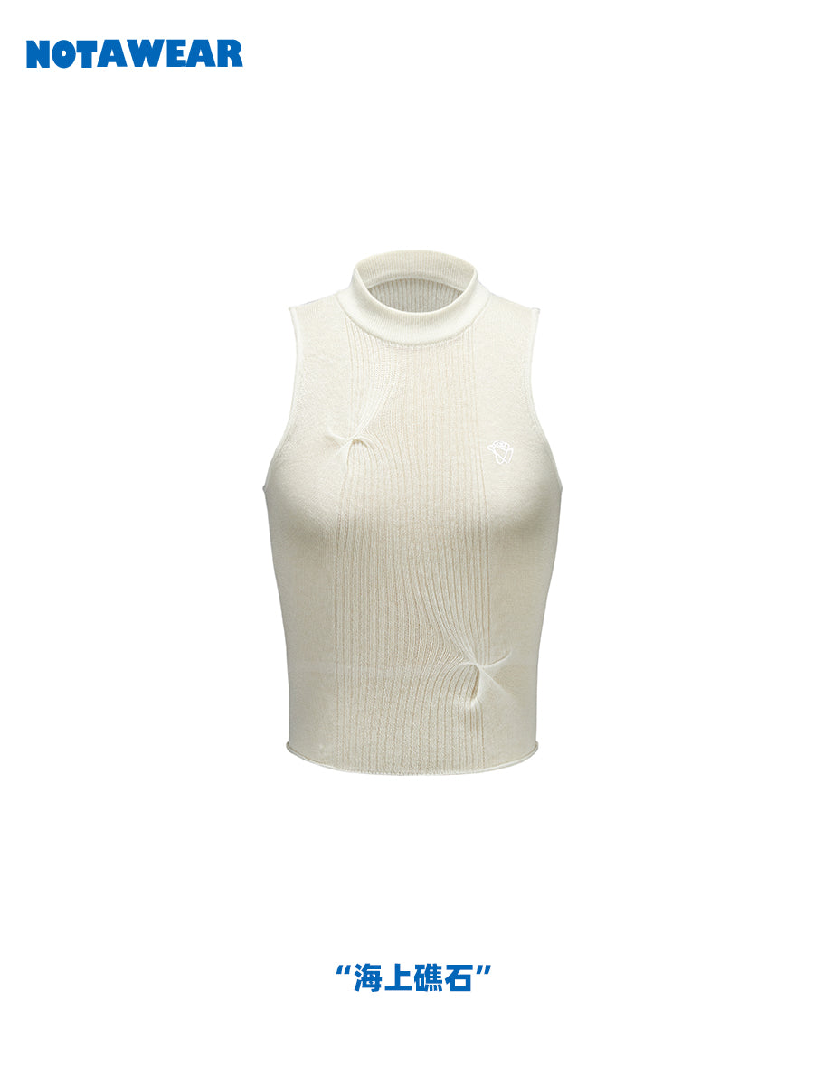 Nichi Summer-Knit Sleeveless Sheer Cutsew