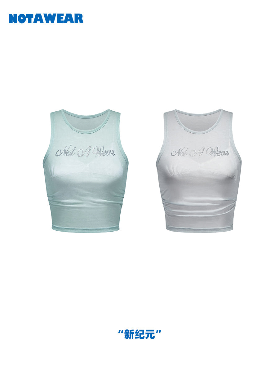 Tighr Sheer Sleeveless Rhinestone Tops