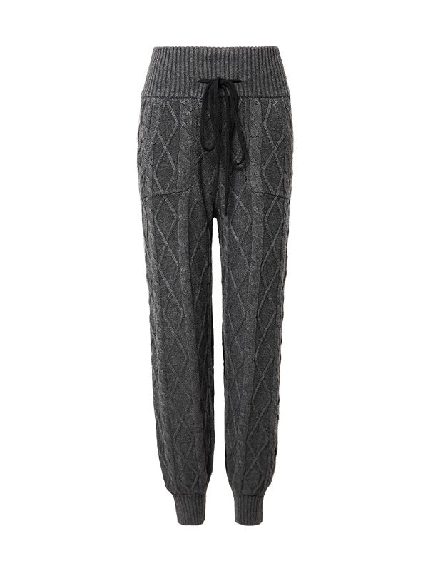 Cable-Knit Casual Jogger-pants Knit-pants