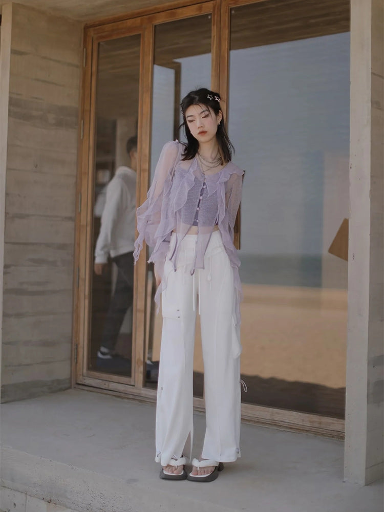 Set-uo Sheer Fairy Summer Frill Blouse