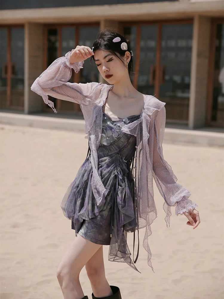 Set-uo Sheer Fairy Summer Frill Blouse