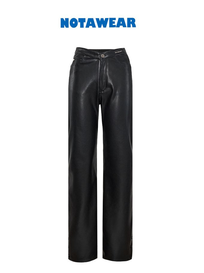 Leather Loose Plain Cool Pants