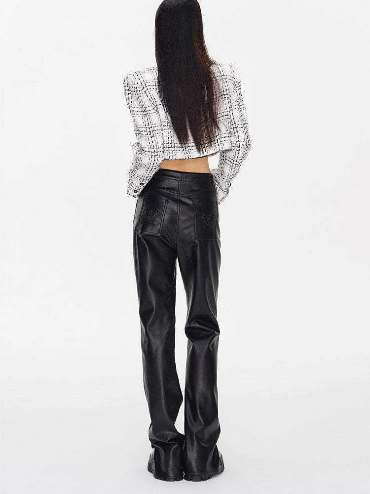 Leather Loose Plain Cool Pants