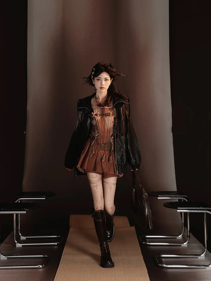 Leather Oversize Cool Plain Jacket