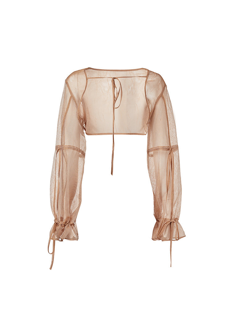 See-through Fairy Long-sleeve Arm-warmer Cardigan