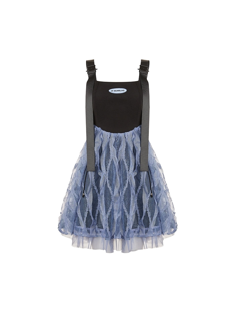 Tulle See-through High-neck Cutsew One-piece