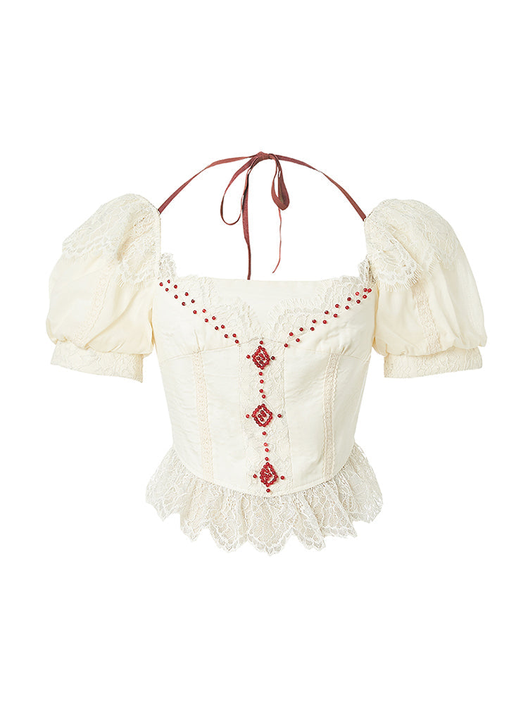 Off-shoulder Corset Lace Blouse