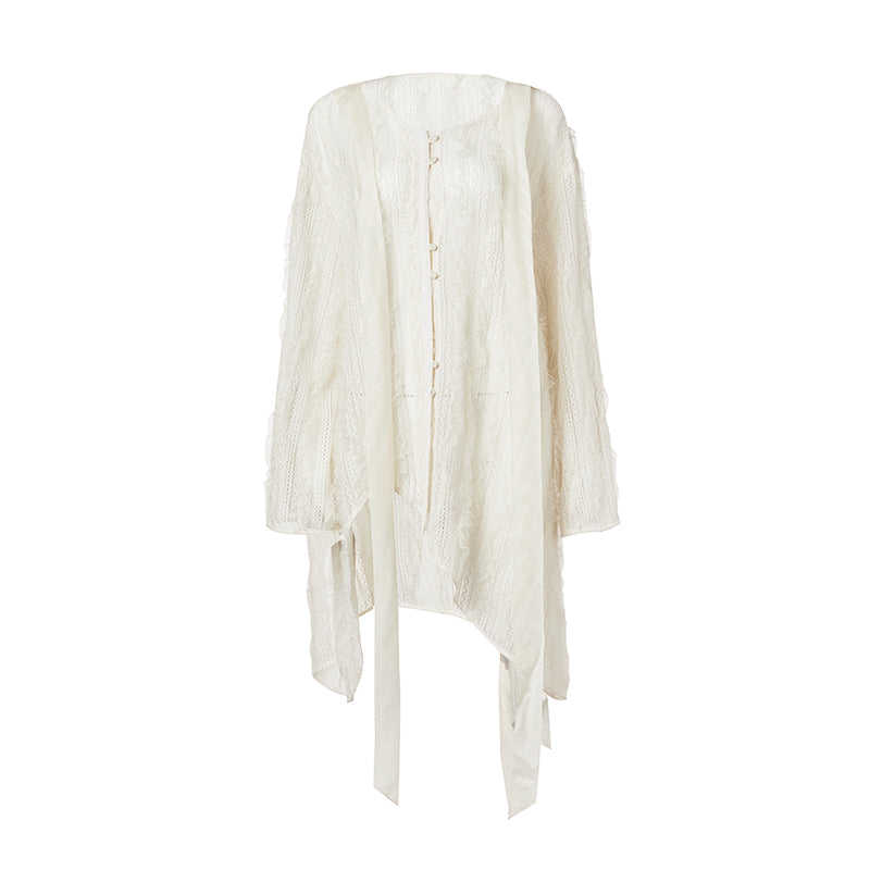 Mid-length Lace See-through Blouse Cardigan