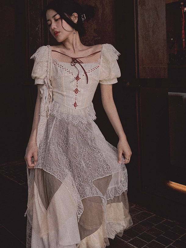 Off-shoulder Corset Lace Blouse