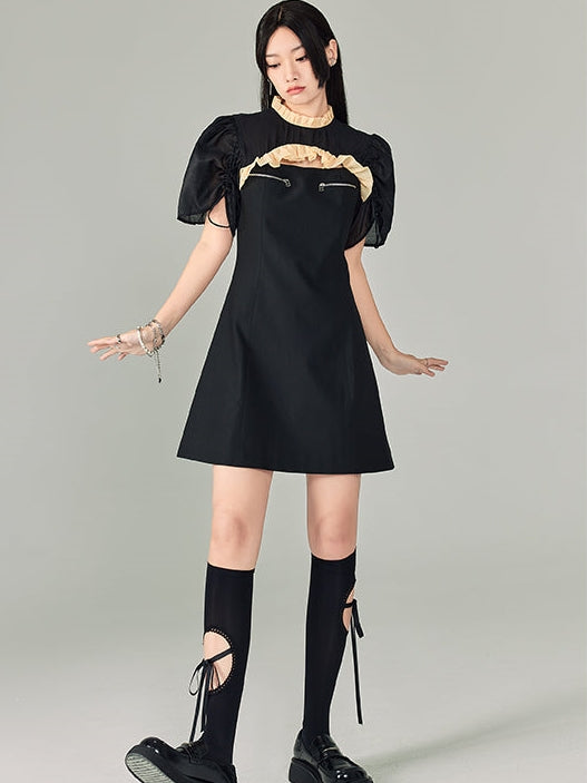 Zipper Cheongsam Short Sleeve Dress