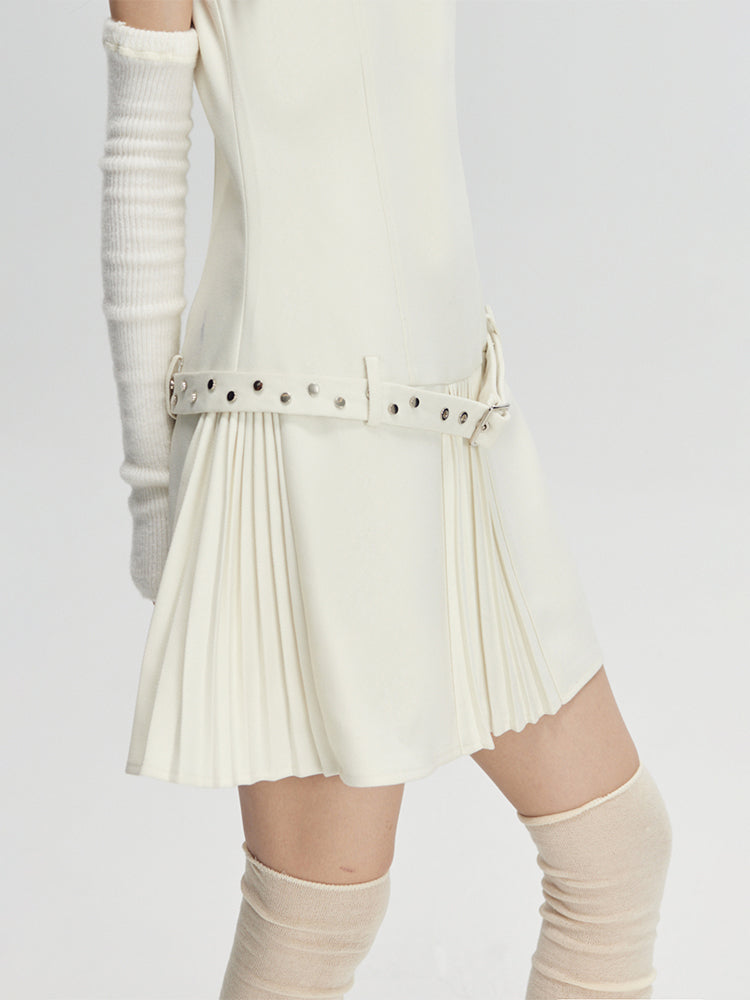 Pleats College-style Belt One-piece