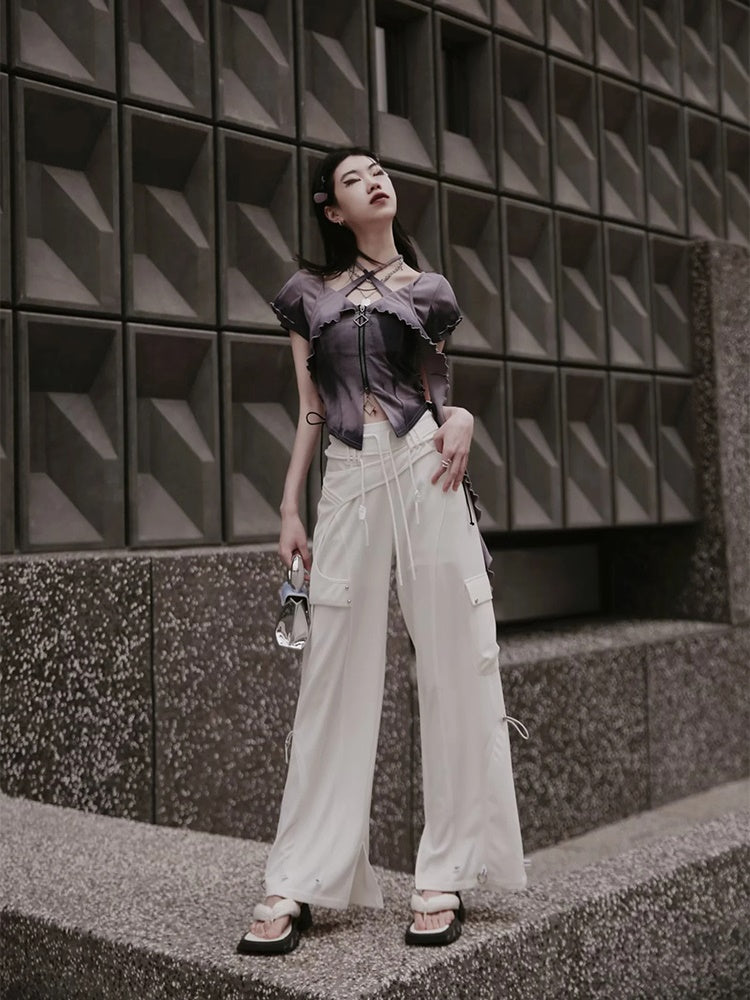 Casual Side-Pocket Wide Pants