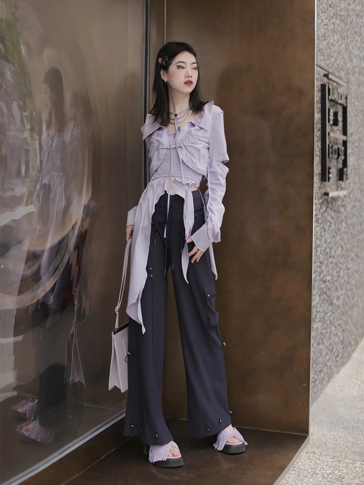 Casual Side-Pocket Wide Pants