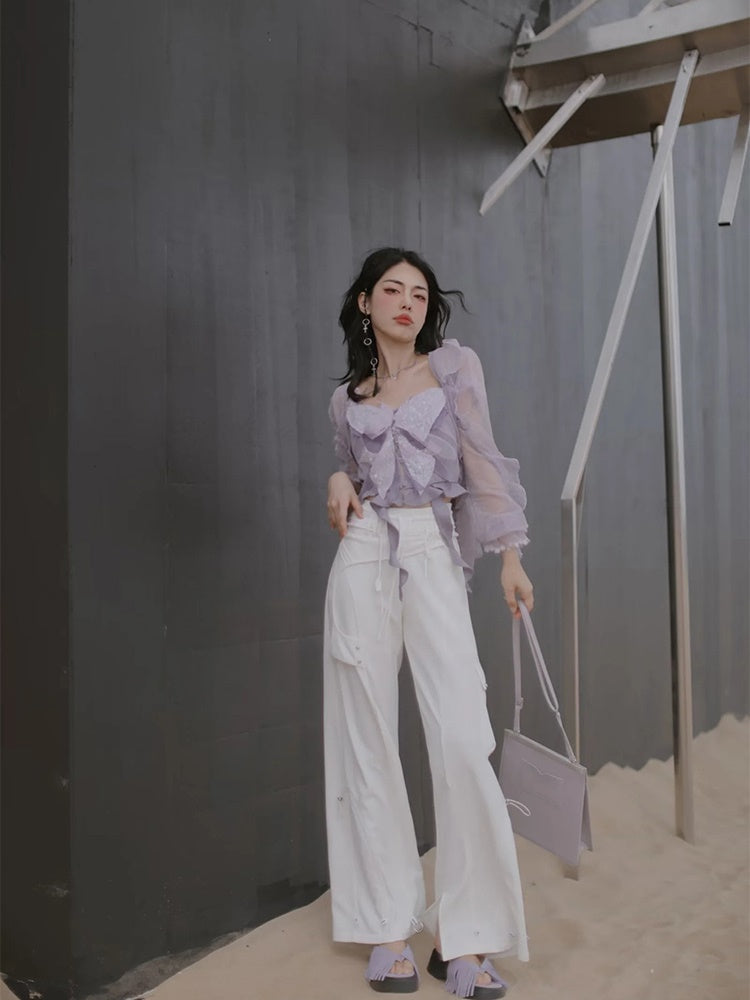 Casual Side-Pocket Wide Pants