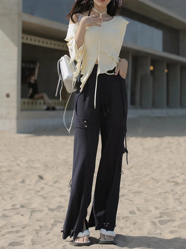 Casual Side-Pocket Wide Pants