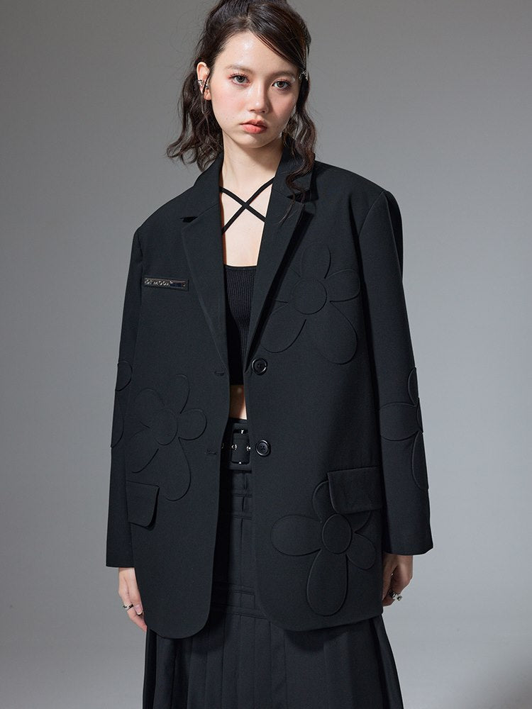 Flower Embroidery Oversize Jacket