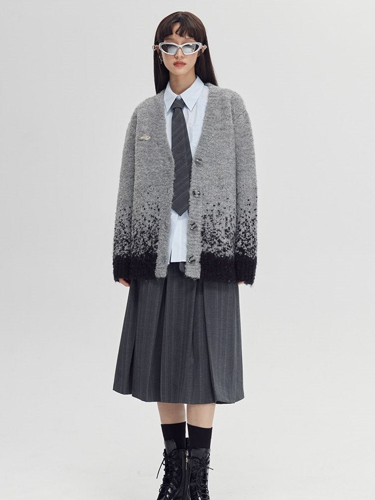 Retro Nichi Gradation Knit Cardigan