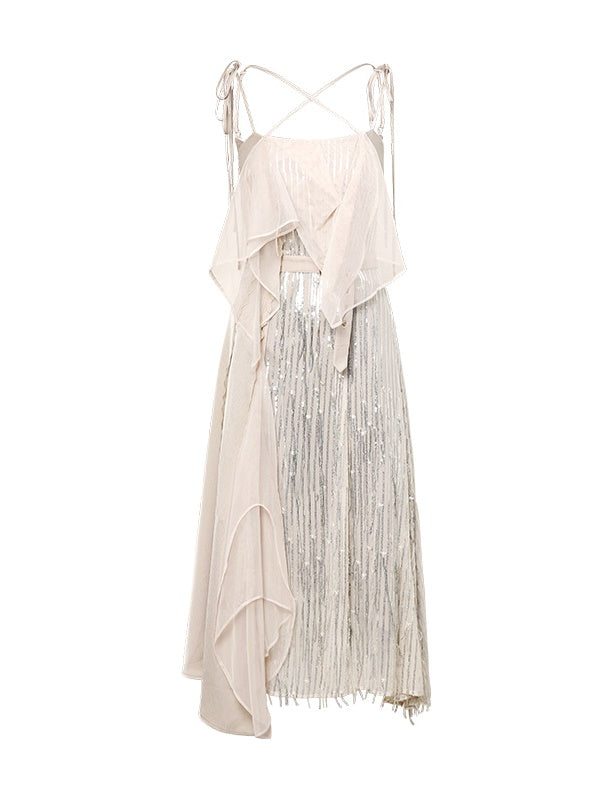 Chiffon Pleats Elegant Long Fluffy One-piece