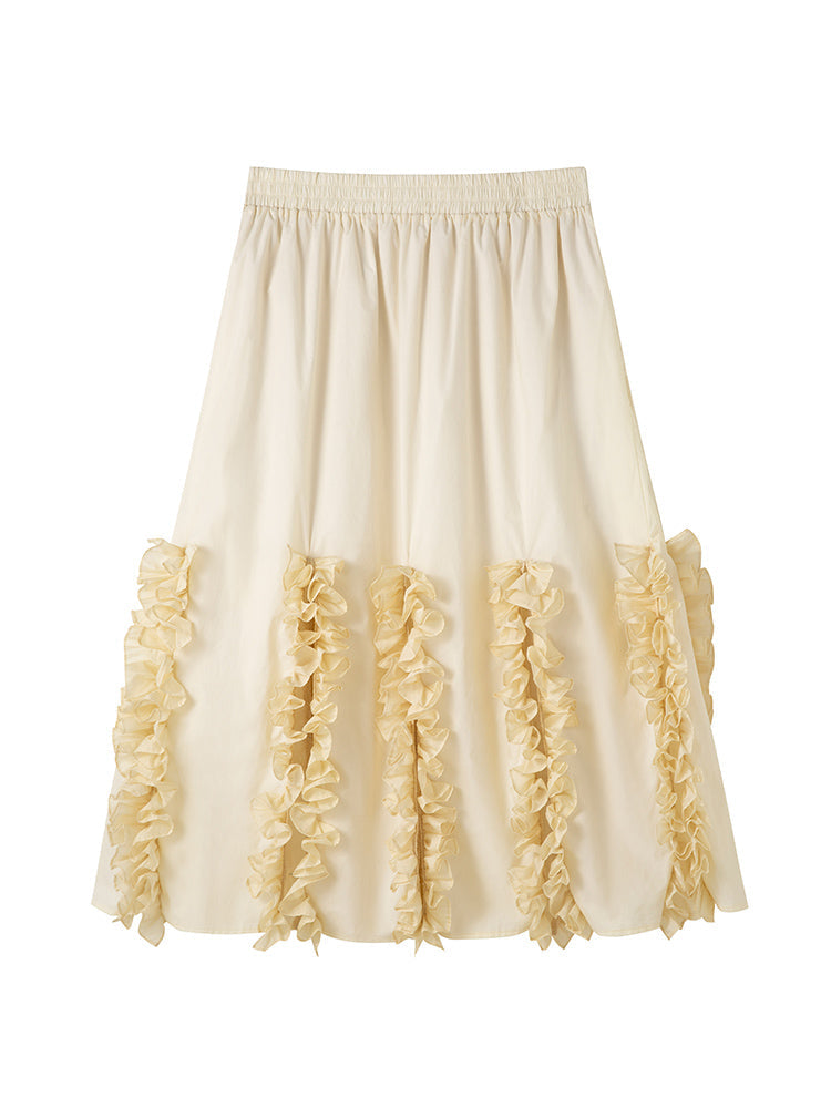 Hem Stitching Lace Split Skirt