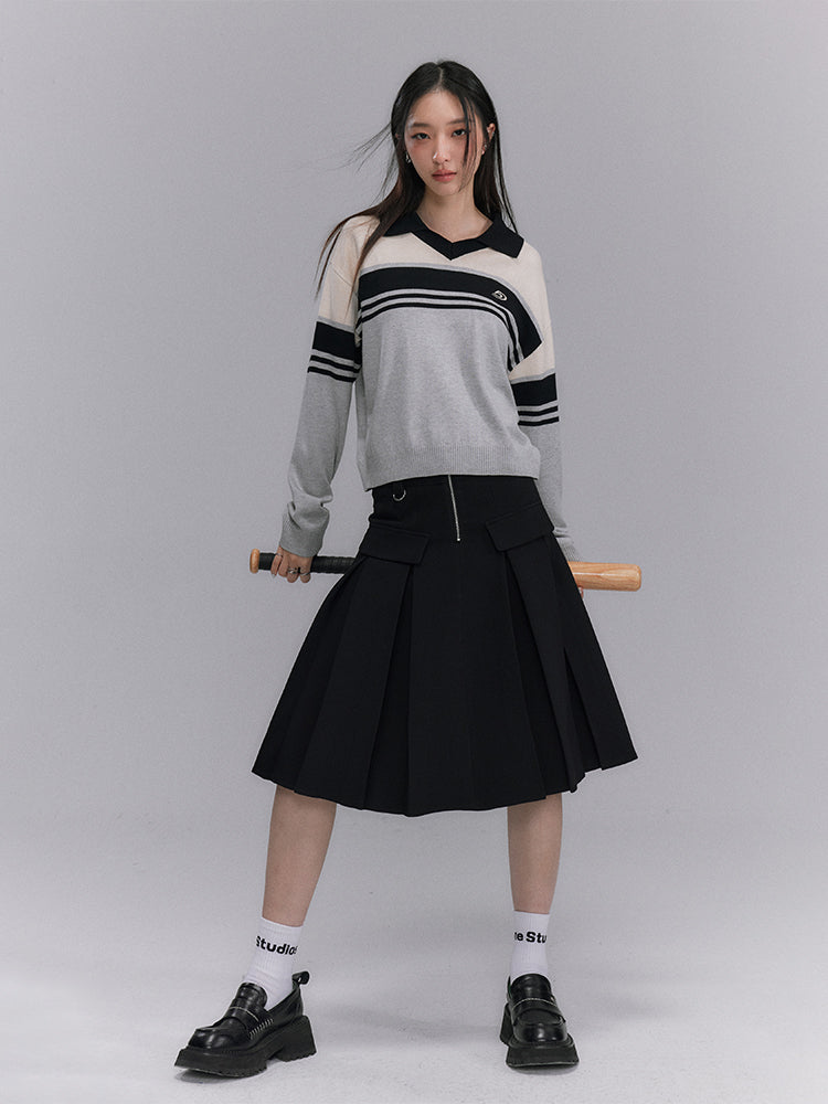 Border Sporty Casual Knit