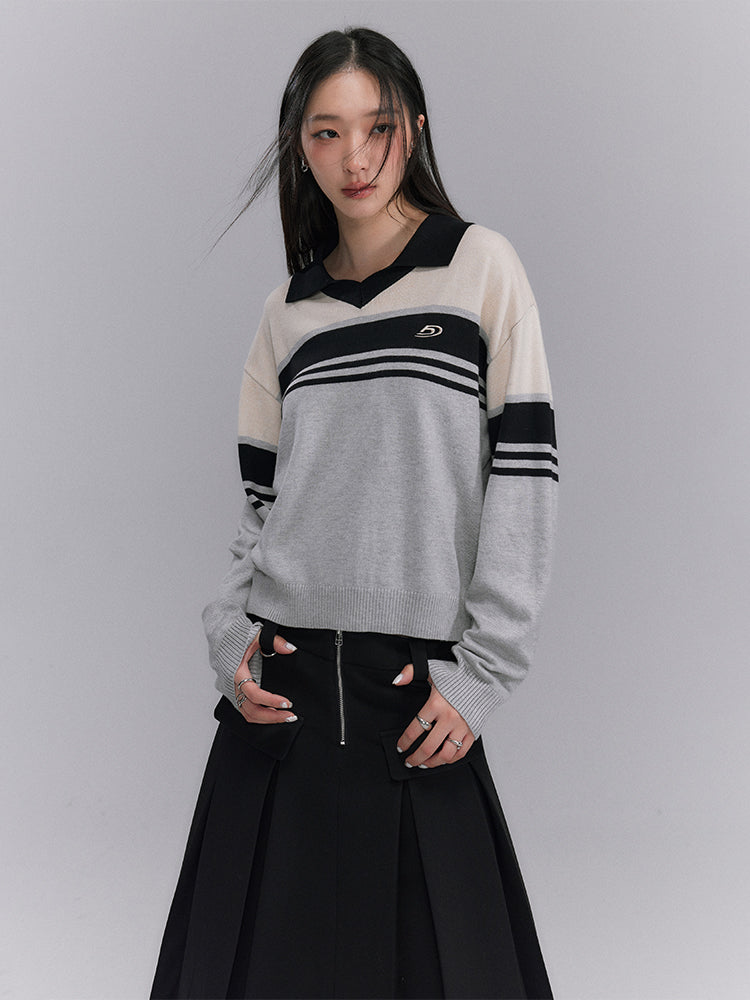 Border Sporty Casual Knit