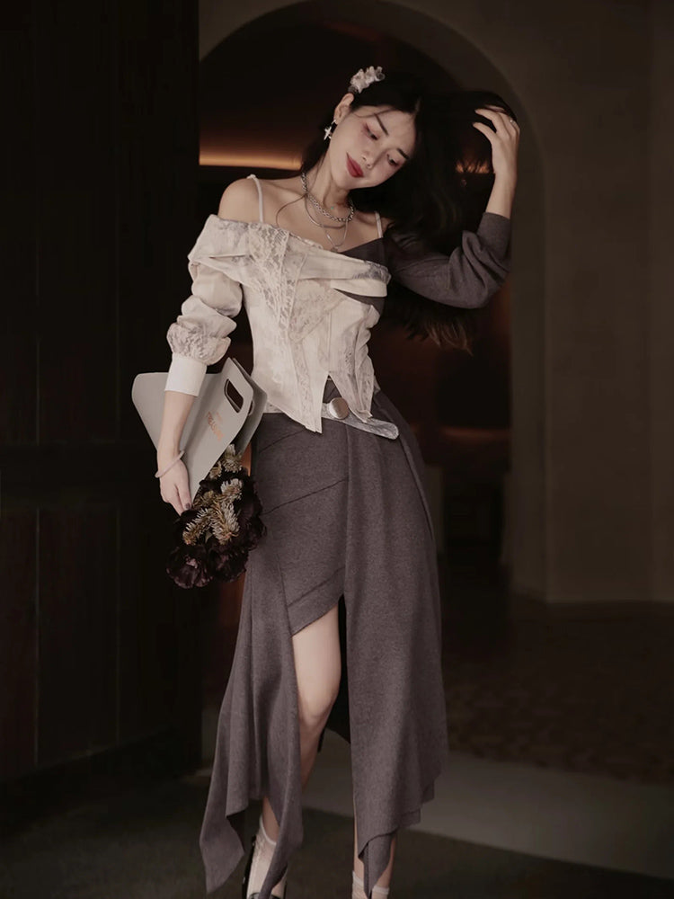 Chic Asymmetry Nichi Long-Skirt