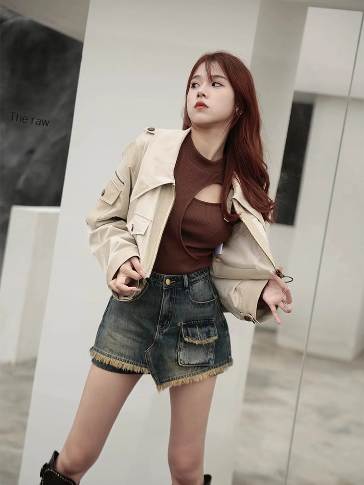 Short Leather Casual Simple Jacket