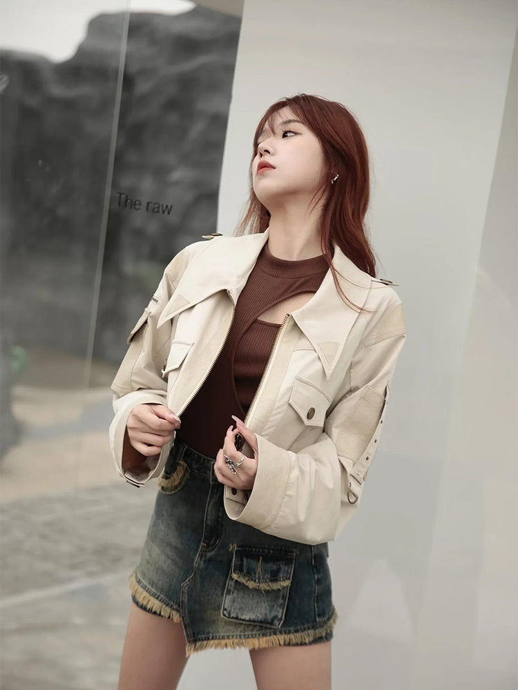 Short Leather Casual Simple Jacket