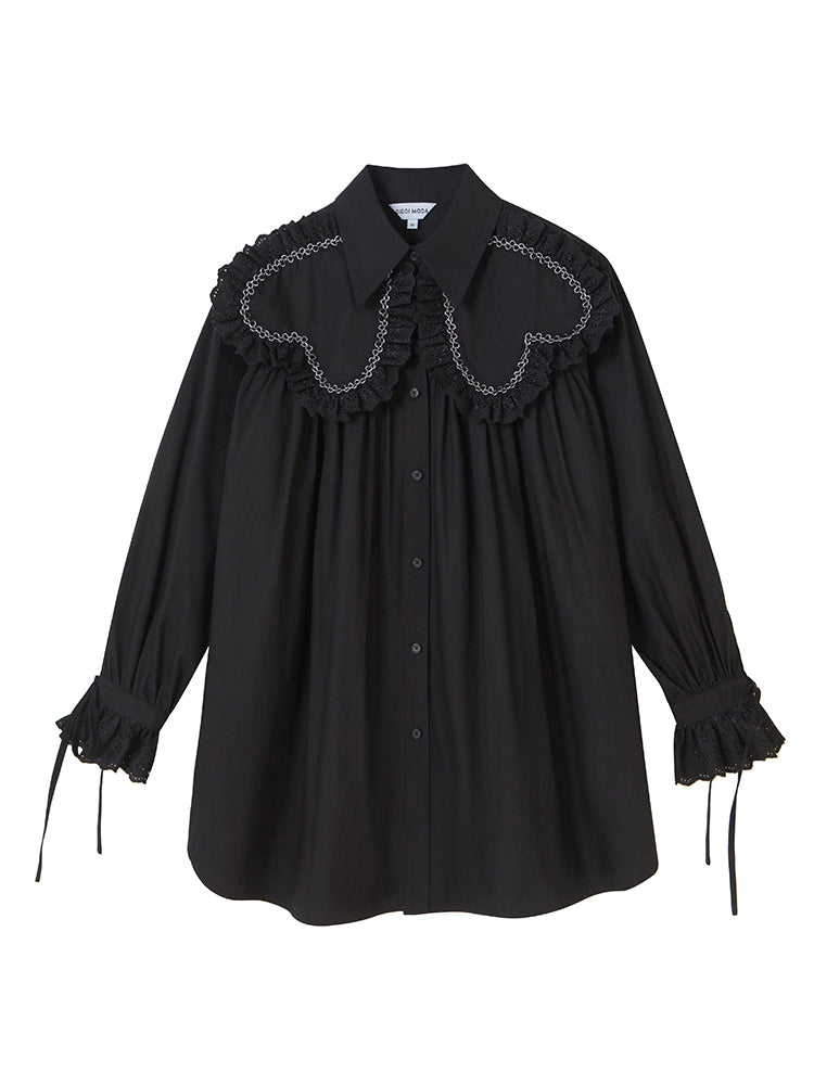 Frill Lace Loose Drawstring Shirt Onepiece