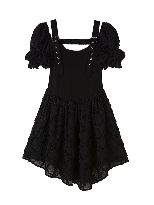 Lace Irregular Belt One-piece