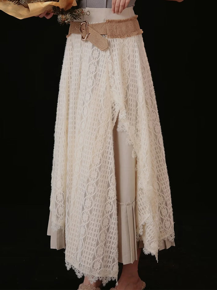 Layered Lace Crochet Feminine Long-Skirt