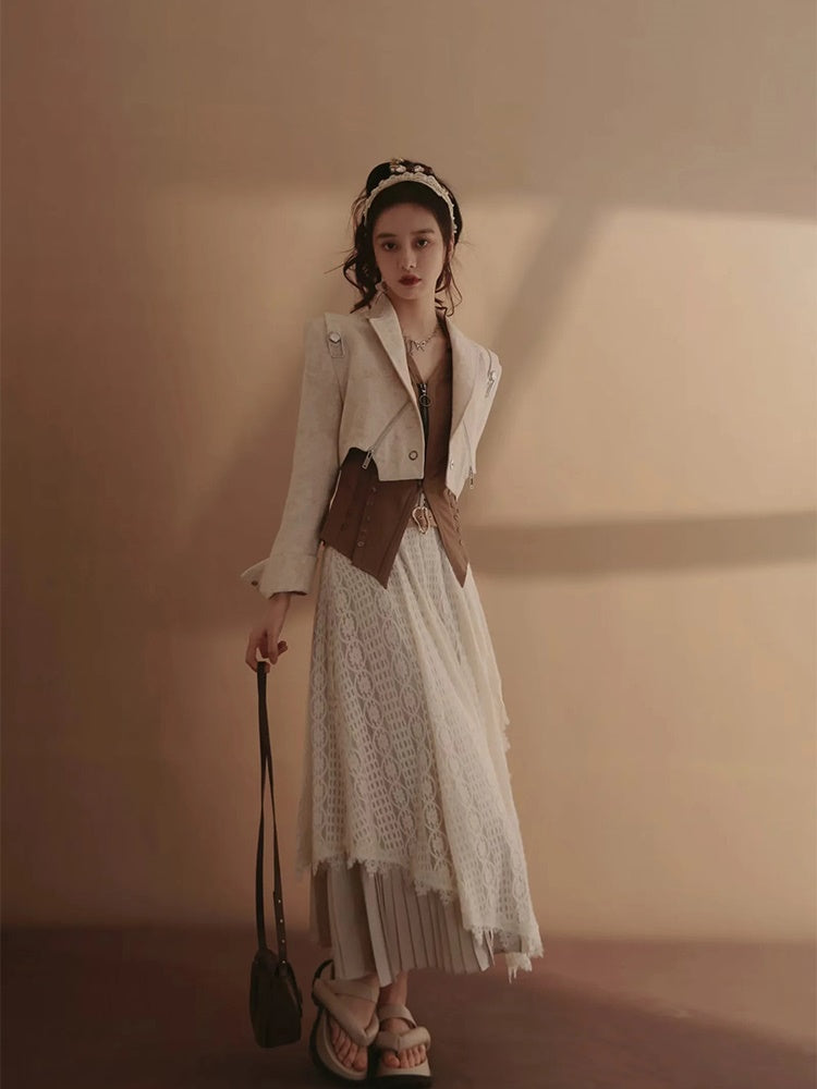 Layered Lace Crochet Feminine Long-Skirt