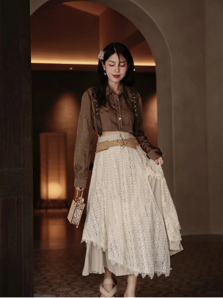 Layered Lace Crochet Feminine Long-Skirt